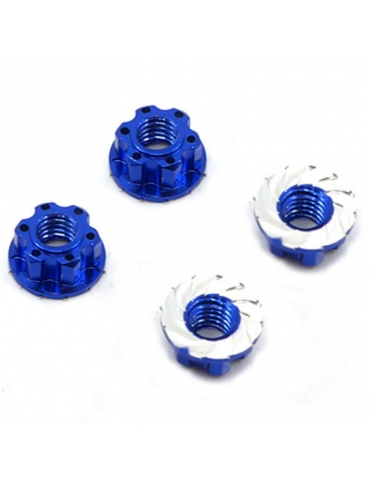 Fiksuojamos veržlės aliumininės 4 mm (tamsiai mėlynos) RC automobiliams