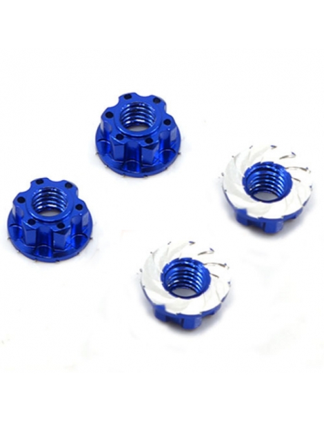 Fiksuojamos veržlės aliumininės 4 mm (tamsiai mėlynos) RC automobiliams