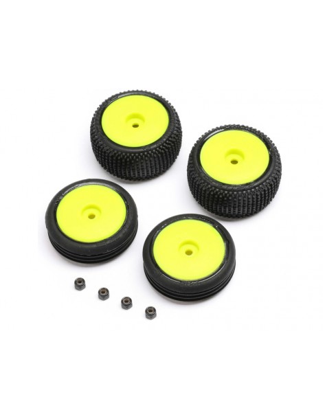 Losi Tires & Wheels Mounted, Yellow: Micro-B