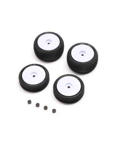 Losi Tires & Wheels Mounted, White: Micro-B