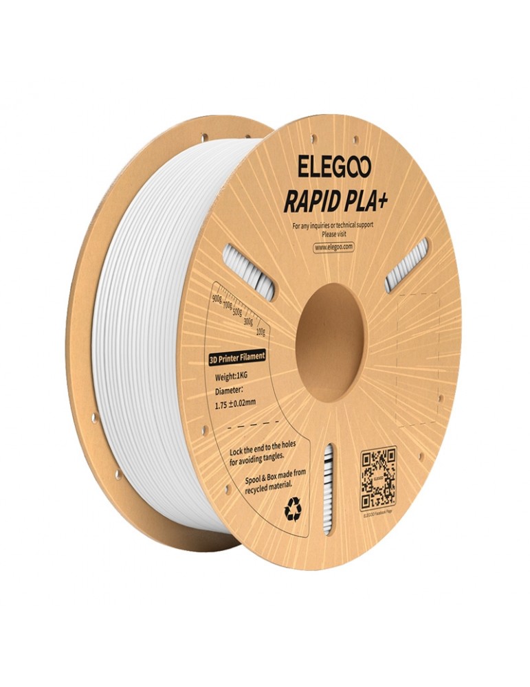 3D spausdinimo siūlas PLA+ Rapid 1.75mm baltas 1kg – ELEGOO – CyborgShop
