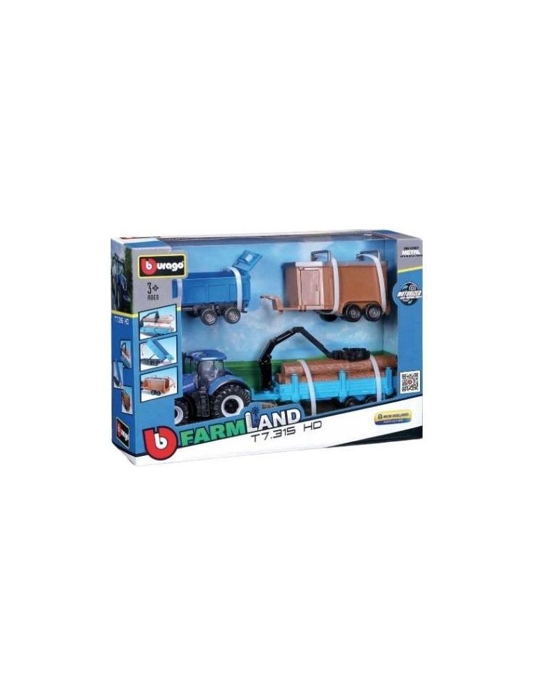 Bburago New Holland T7.315 modeliukas su priedais rinkinys – CyborgShop
