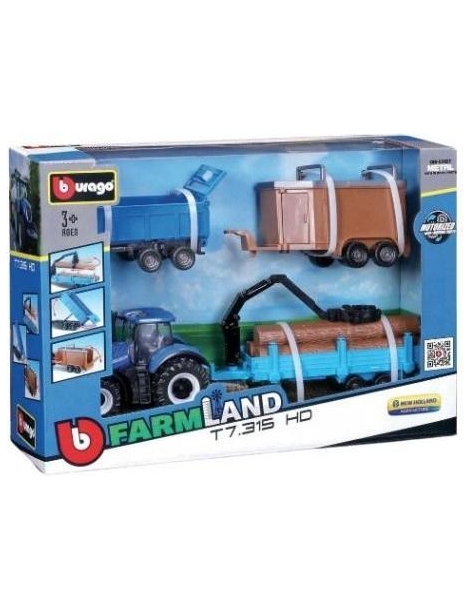 Bburago New Holland T7.315 modeliukas su priedais rinkinys – CyborgShop