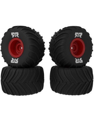 Arrma dBoots Chevron MT Tire Set Glued (Red) (2 Pairs) - GROM