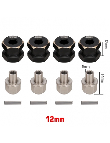 Žalvariniai ratų adapteriai 12 mm juodi RC kopimo modeliams – CyborgShop