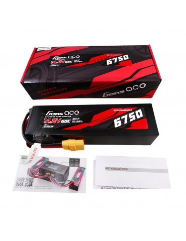 Gens ace G-Tech LiPo 4S 14.8V 6750mAh 60C XT90 akumuliatorius – CyborgShop