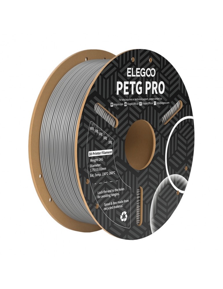 Elegoo PETG Pro pilkas 3D siūlas 1.75 mm 1 kg – CyborgShop