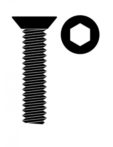 Steel Screws M4 x 12mm - Hex Flat Head - 10 pcs
