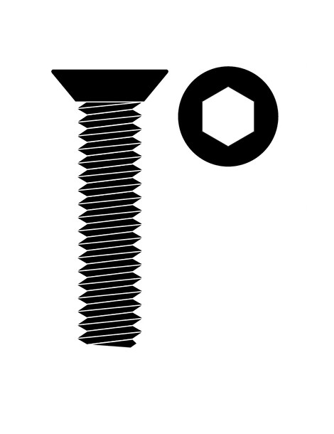 Steel Screws M4 x 16mm - Hex Flat Head - 10 pcs
