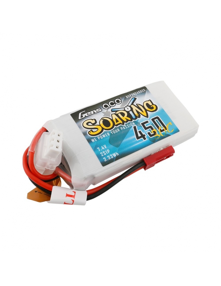 Akumuliatorius Soaring 450mAh 7.4V 30C 2S1P Lipo JST-SYP