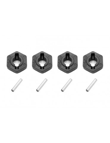 Plastics wheel hub hex + pins (x4)