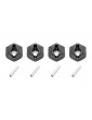 Plastics wheel hub hex + pins (x4)