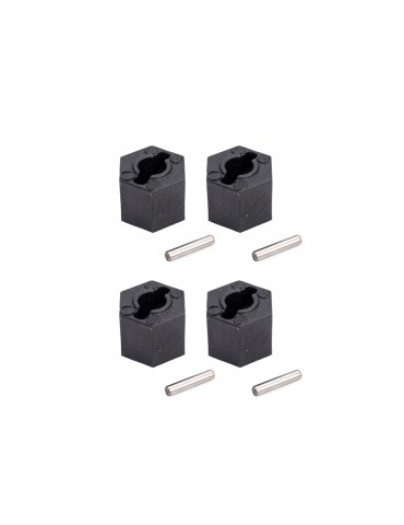 Plastics wheel hub hex + pins, 4+4 Pcs.