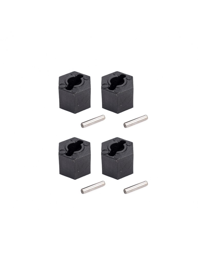 Plastics wheel hub hex + pins, 4+4 Pcs.