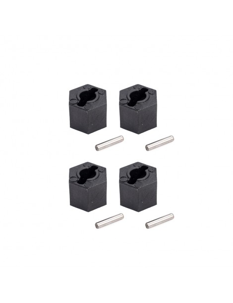 Plastics wheel hub hex + pins, 4+4 Pcs.