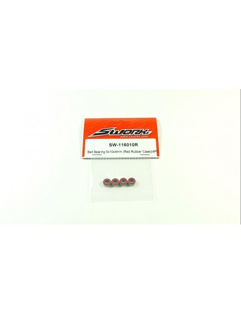 SWORKz Ball Bearing 5x10x4 RED Rubber (4)