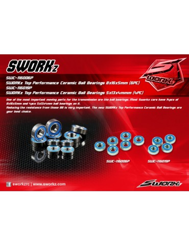 SWORKz Top Performance Ceramics Ball Bearing 8x16x5mm (6PCS)