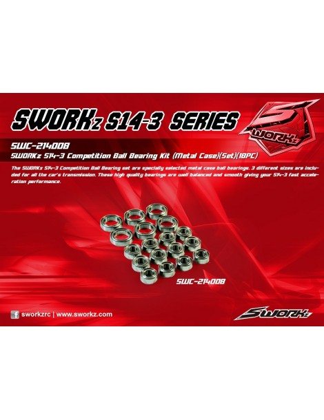 SWORKz S14-3 Competition Ball Bearing Kit (Metal Case)(Set)(18PC)