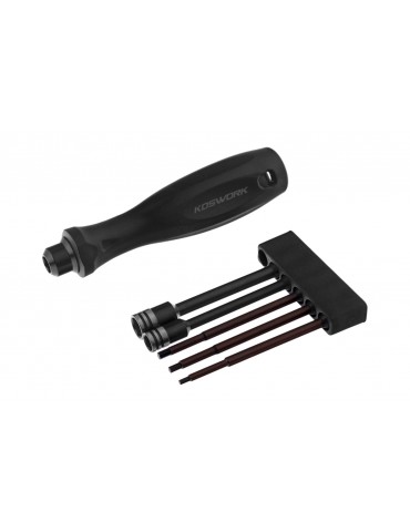 1/4in Drive Hex Wrench Nut Driver Set (1.5, 2.0, 2.5mm Hex and 5.5, 7mm Nut Driver)