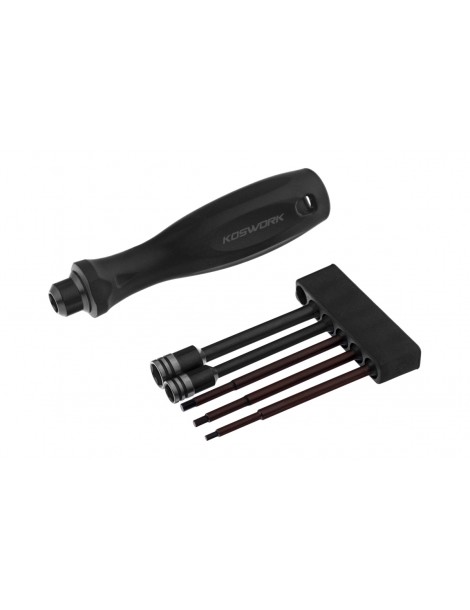 1/4in Drive Hex Wrench Nut Driver Set (1.5, 2.0, 2.5mm Hex and 5.5, 7mm Nut Driver)