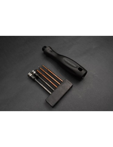 1/4in Drive Hex Wrench Nut Driver Set (1.5, 2.0, 2.5mm Hex and 5.5, 7mm Nut Driver)
