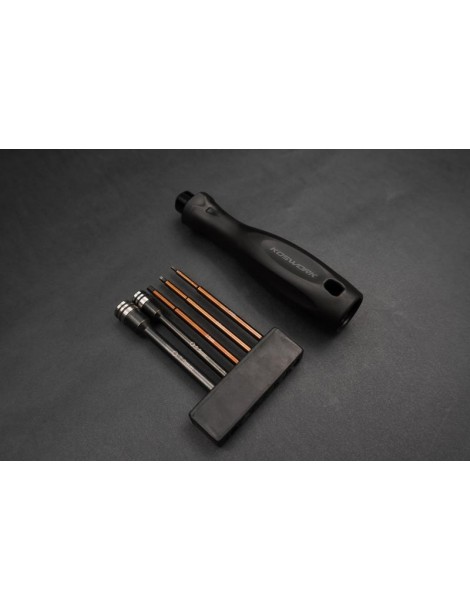 1/4in Drive Hex Wrench Nut Driver Set (1.5, 2.0, 2.5mm Hex and 5.5, 7mm Nut Driver)