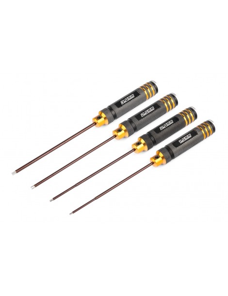 Aluminum Drive Hex Wrench Set (1.5/2.0/2.5/3.0mm Spring Steel Allen Wrench) Black/Gold