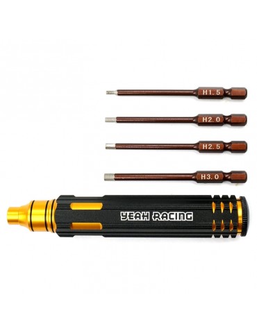 Šešiabriaunis raktas 4-in-1 1.5–3.0 mm juodos ir aukso spalvos – CyborgShop