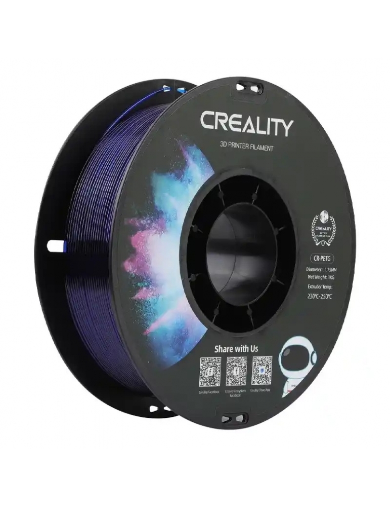 3D spausdinimo siūlas PETG 1.75mm skaidriai mėlynas 1kg – Creality – CyborgShop