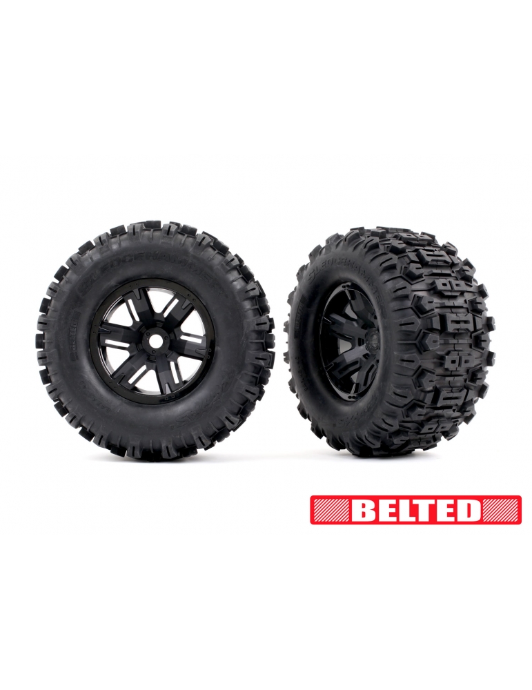 Traxxas RC ratai 4.3/5.7" su Maxx AT belted padangomis ir juodais ratlankiais – CyborgShop