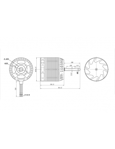 Bešepetėlinis variklis M4530R 518kV 700–800 mm RC sraigtasparniams Sunnysky – CyborgShop