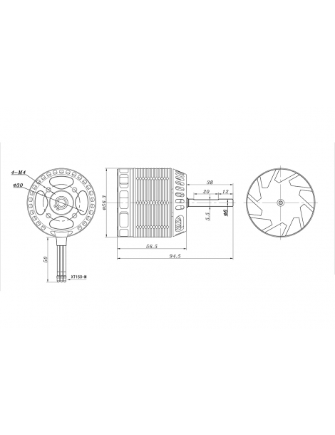 Bešepetėlinis variklis M4530R 518kV 700–800 mm RC sraigtasparniams Sunnysky – CyborgShop