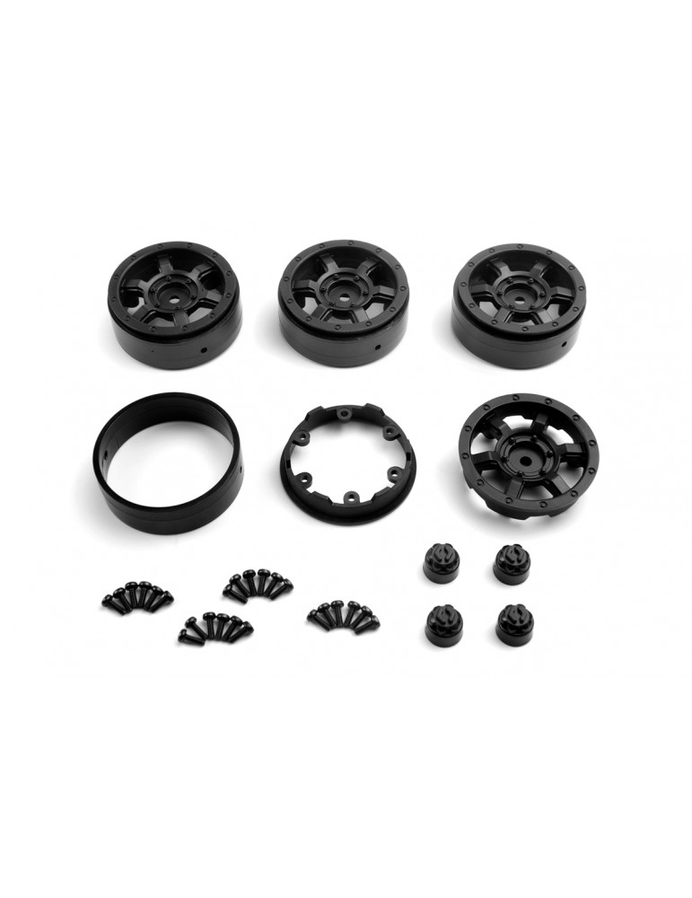 CC-6 Beadlock Wheel 1.3in (Black/4pcs)