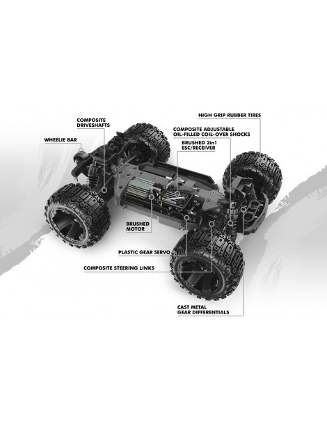 RC modelis Qbit MT 1:16 4WD Monster Truck raudonas – CyborgShop