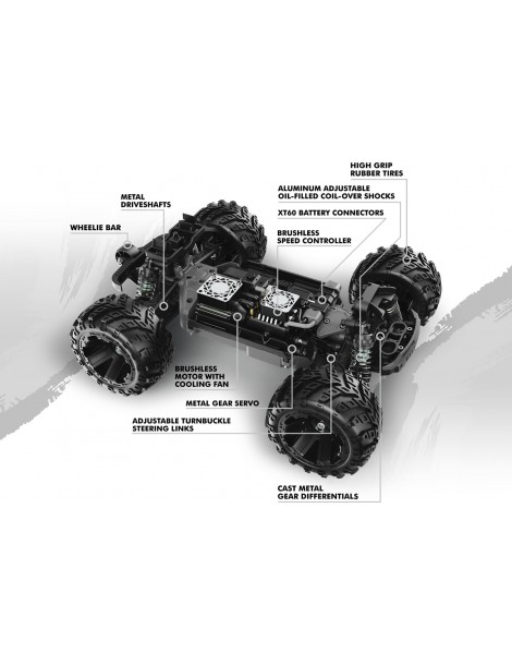 RC modelis Qbit MT Flux 1:16 4WD Monster Truck raudonas – CyborgShop