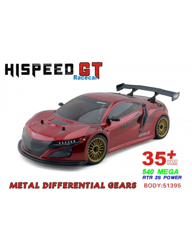 RC modelis HSP GT 1:10 Brushed On-road 4WD raudonas – CyborgShop