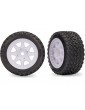 Traxxas Tires & wheels, white wheels, rally tires (front) (2)