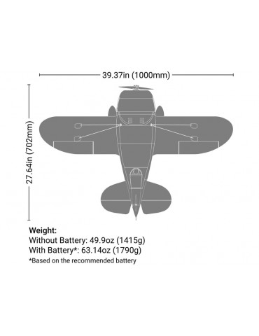 RC lėktuvas Gee Bee R-2 1.0m AS3X+ SAFE Select E-flite – CyborgShop