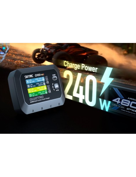 RC akumuliatorių įkroviklis Q100neo AC DC 4x60W SkyRC – CyborgShop