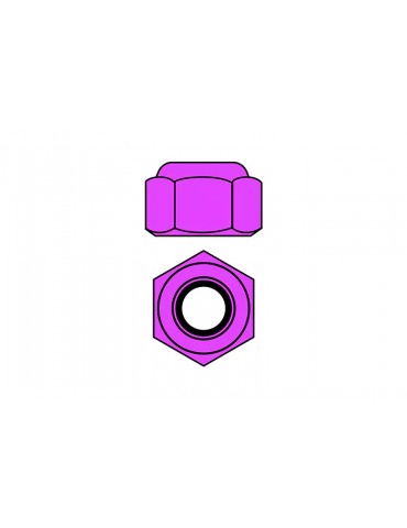 Team Corally - Aluminium Nylstop Nut - M4 - Purple - 10 pcs