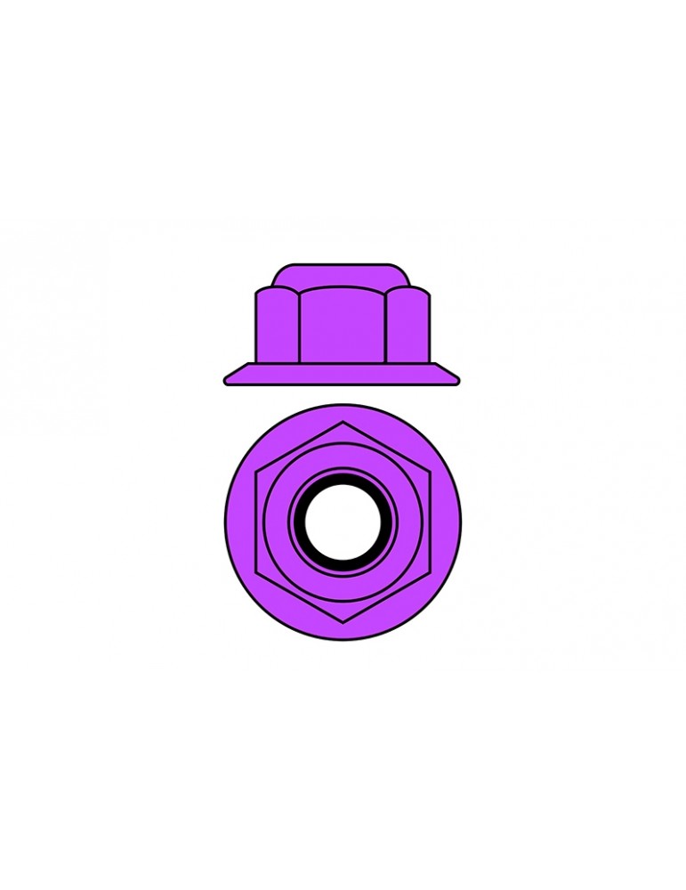 Team Corally - Aluminium Nylstop Nut - M5 - Flanged - Purple - 10 pcs