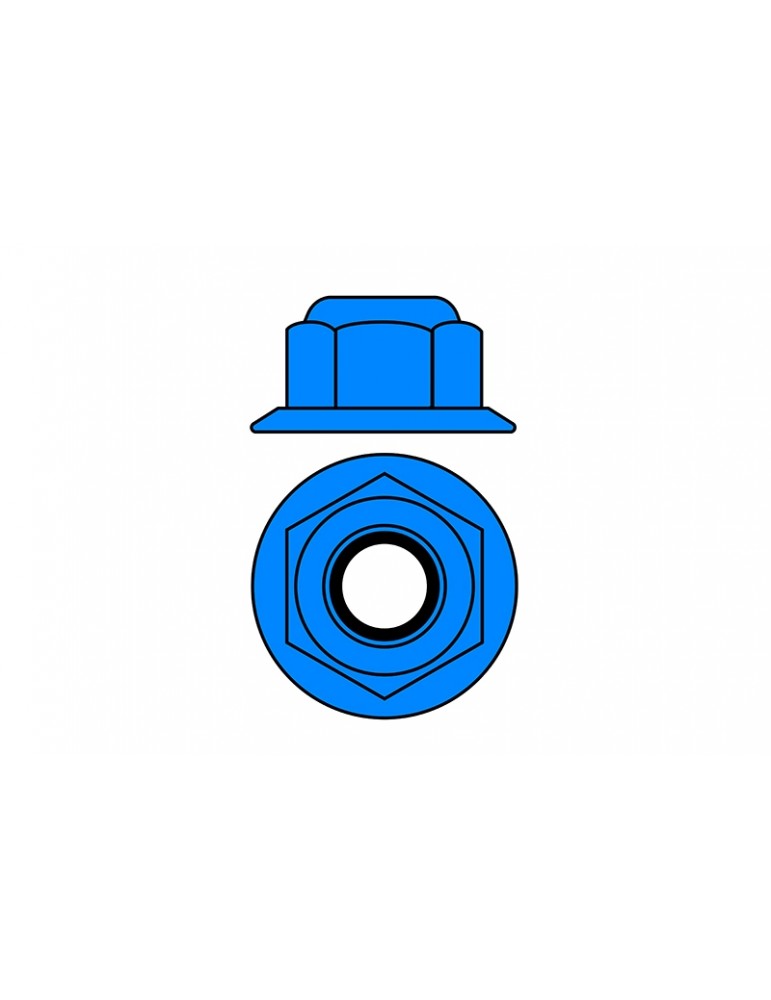 Team Corally - Aluminium Nylstop Nut - M5 - Flanged - Blue - 10 pcs