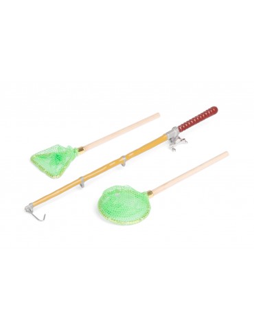 1/10 Mini fishing rod fishing net Set