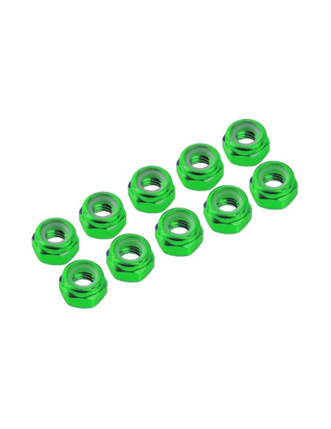 M3 Alu Nylon Lock Nuts Green, 10 Pcs.