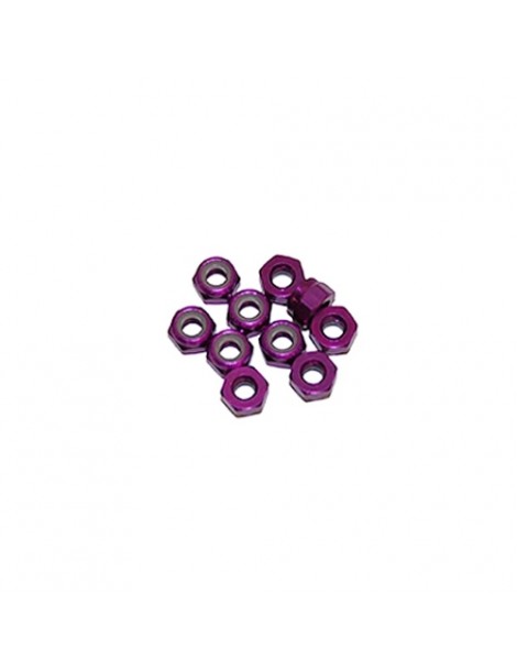 M3 Alu Nylon Lock Nuts Purple, 10 Pcs.