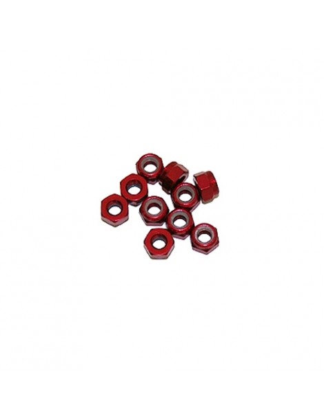 M3 Alu Nylon Lock Nuts Red, 10 Pcs.