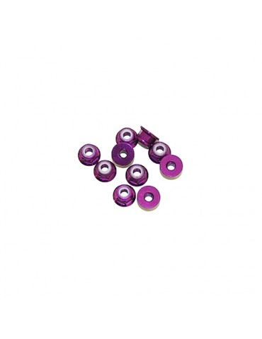 M3 Alu Flanged Nylon Lock Nuts Purple, 10 Pcs.