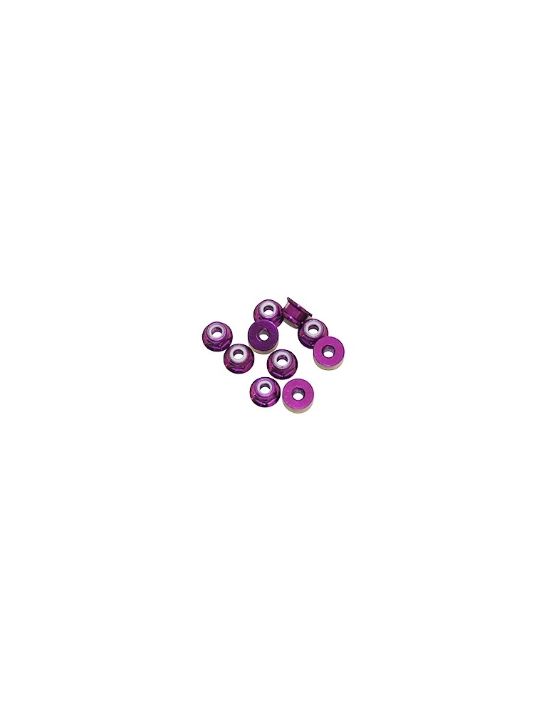 M3 Alu Flanged Nylon Lock Nuts Purple, 10 Pcs.