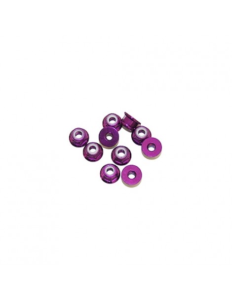 M3 Alu Flanged Nylon Lock Nuts Purple, 10 Pcs.