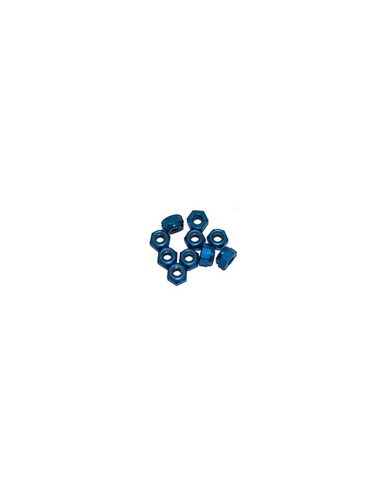 M4/4mm Alu Nylon Lock Nuts Blue, 10 Pcs.